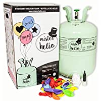 Bombona de Helio Desechable Mister Helio- para hinchar 50 Globos de Latex incluidos